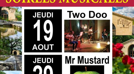 Soirées Musicales Domaine Croix de Félix à Vailhauquès le jeudi 19 et 26 Août 2021
